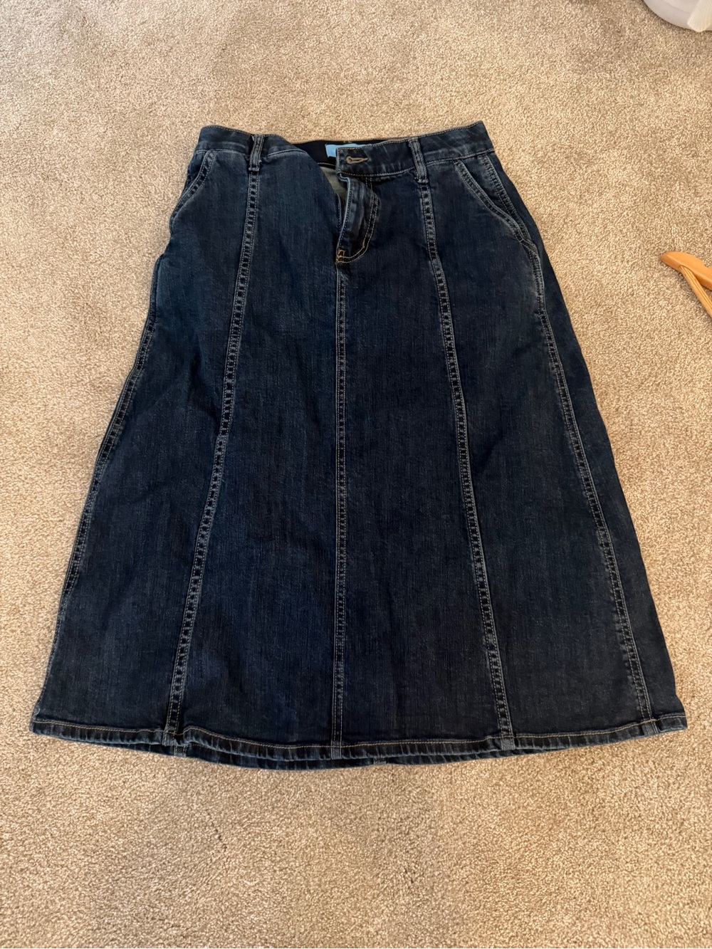 Draper James Dark Indigo Panel-Seamed A-Line Denim Skirt